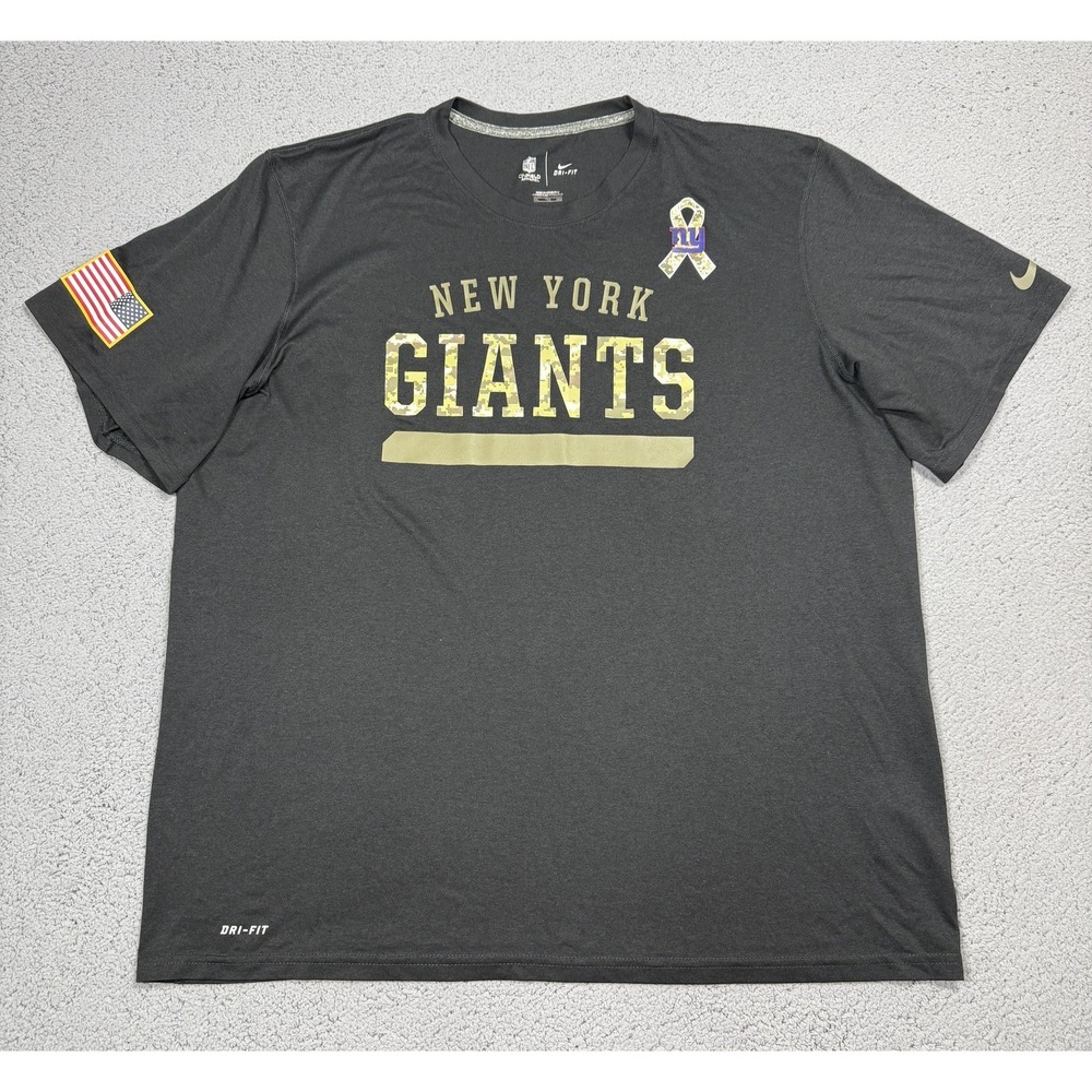 Nike New York Giants Shirt Mens 2XL Black NFL Football Salute To Service Dri Fit
